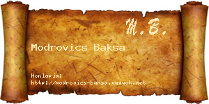 Modrovics Baksa névjegykártya